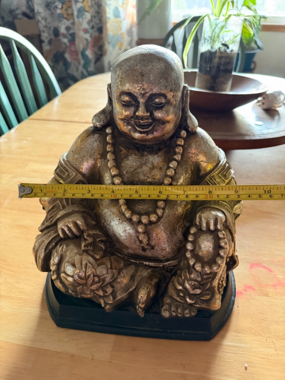 Vintage Gold-Toned resin Laughing Buddha Statue - Picture 5 of 7